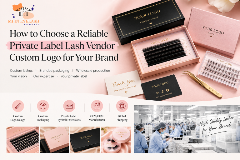 private label lash vendor custom logo services allow beauty brands, lash salons, distributors, and entrepreneurs to launch professional lash products under their own brand identity without building a factory themselves. At MIINEYELASH, we work with international customers who need private label eyelash products, custom packaging, product development, and reliable wholesale production. Choosing the right partner is not only about finding a low price. It is about product quality, customization, communication, production control, and long-term consistency. In this guide, our team shares the key points buyers should check before placing an order, from logo preparation and packaging to samples, production times, and minimum quantities.